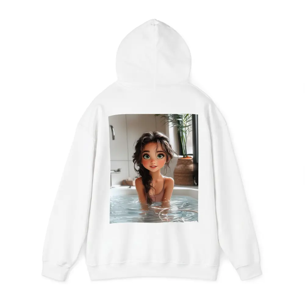 Cartoon Girl Relaxing In White Bathtub – Hoodies