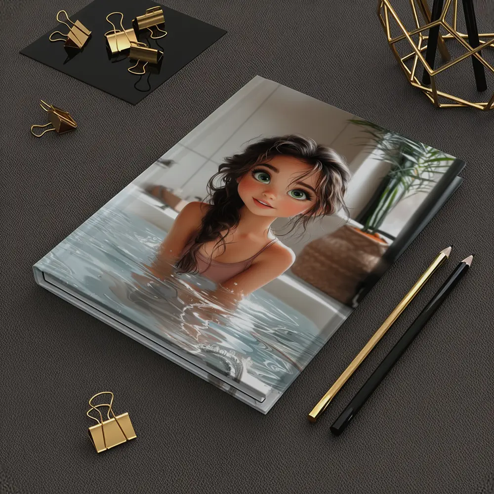 Cartoon Girl Relaxing In White Bathtub – Notebooks