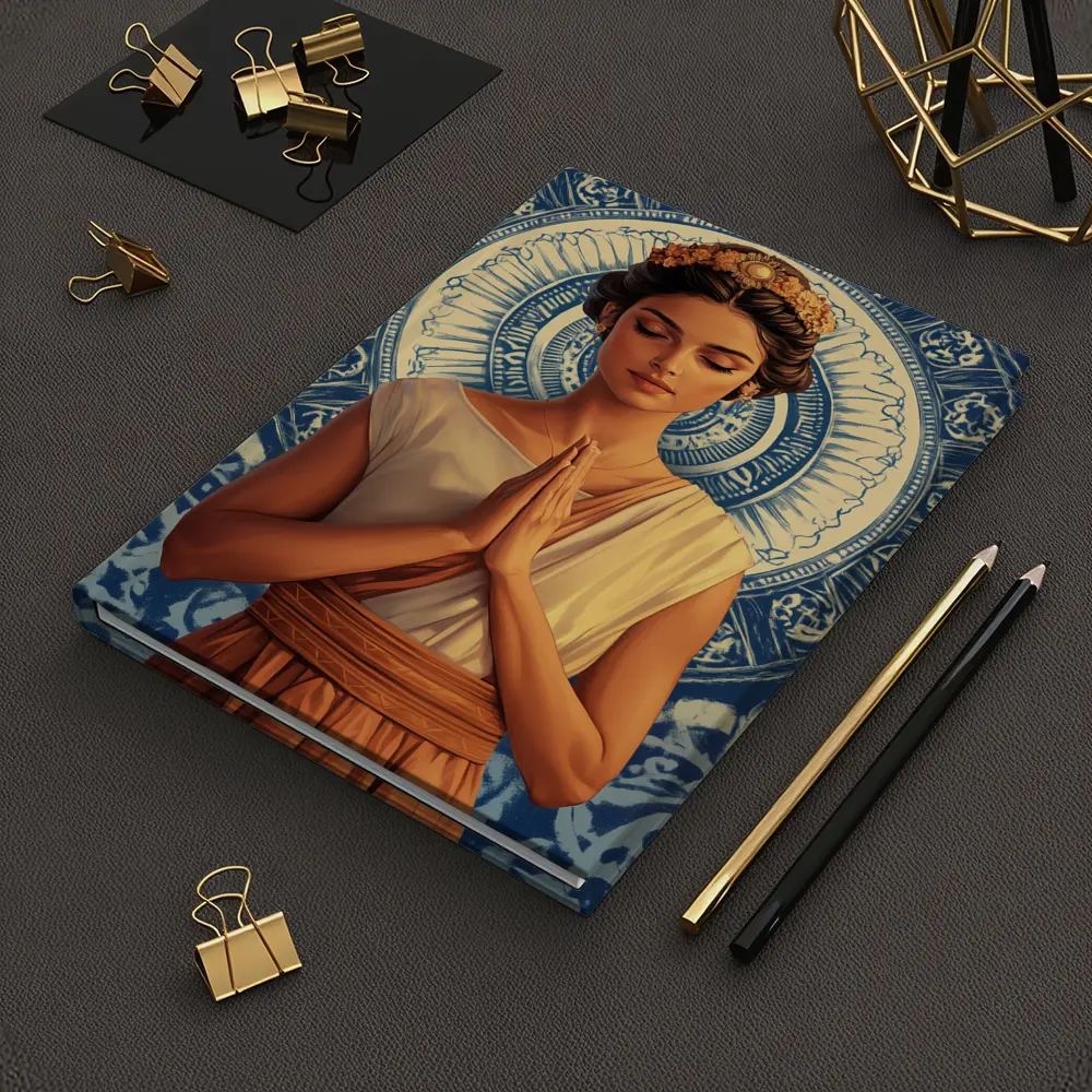 Woman Praying Mandala Blue Spiritual Art – Notebooks