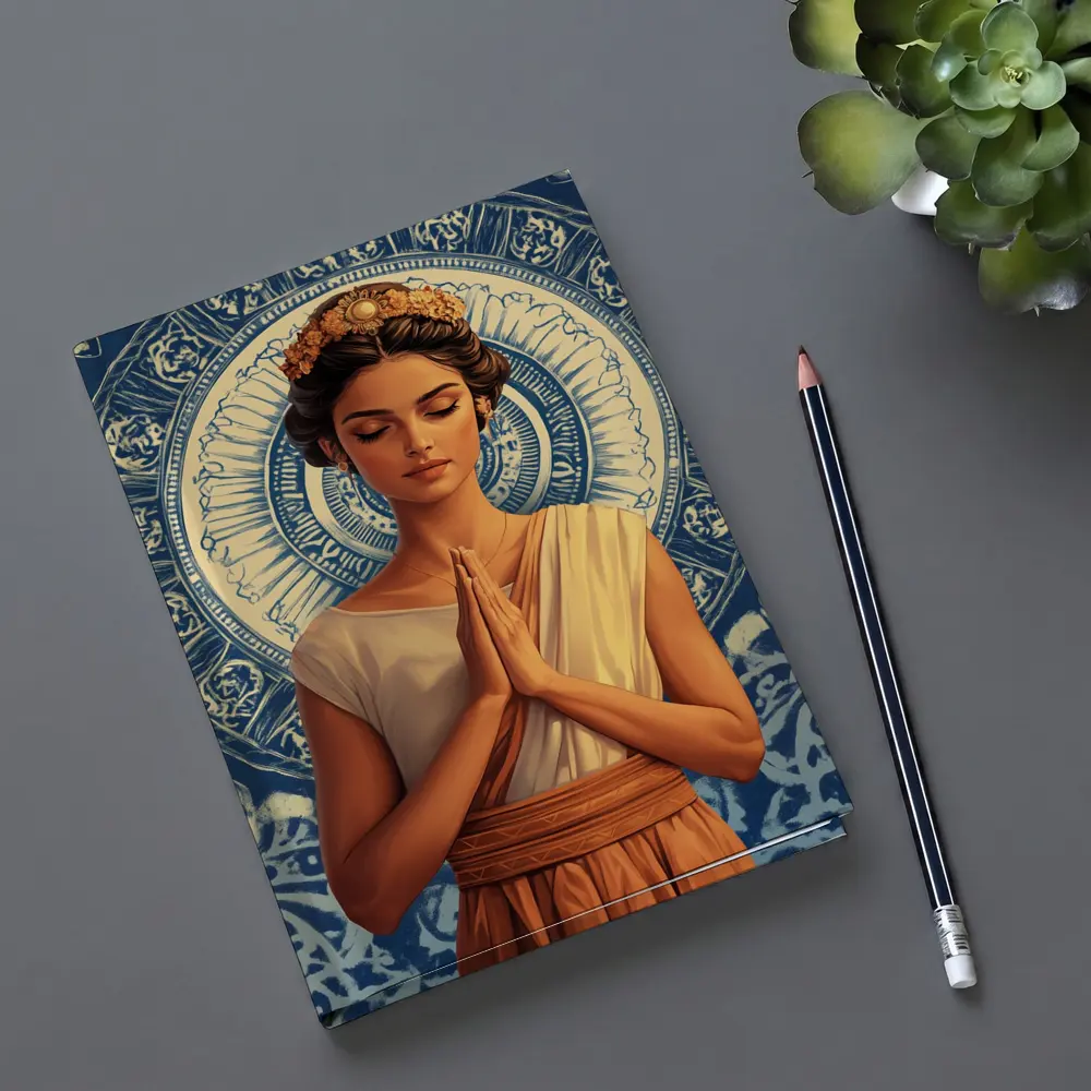 Woman Praying Mandala Blue Spiritual Art – Notebooks