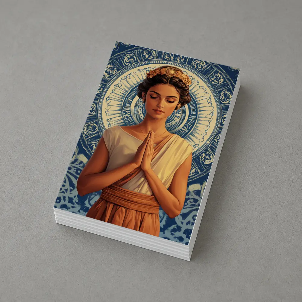 Woman Praying Mandala Blue Spiritual Art – Postcards