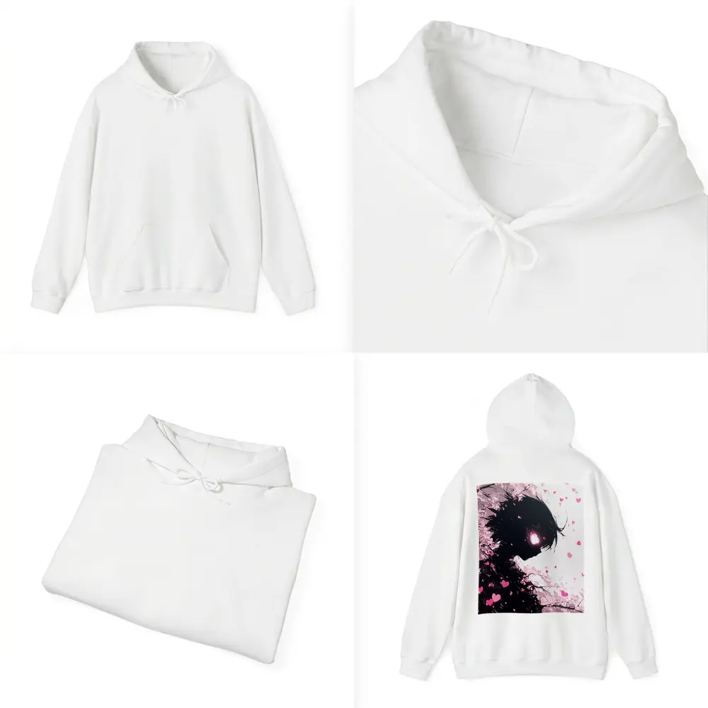 Anime Girl Silhouette Cherry Blossom Hearts – Hoodies