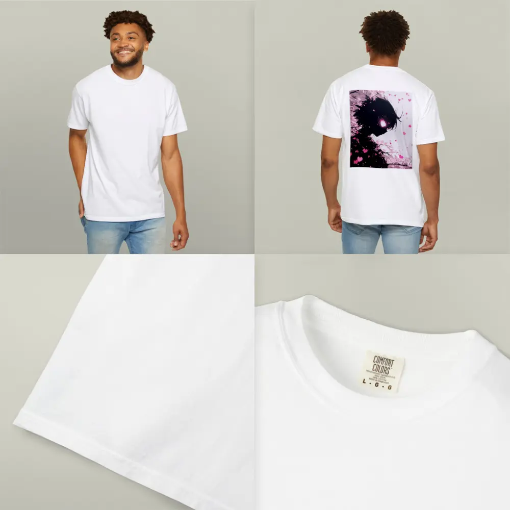 Anime Girl Silhouette Cherry Blossom Hearts – T-Shirts