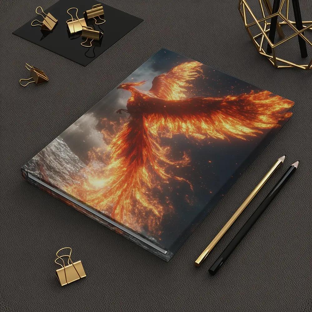 Phoenix Rising From Ocean Flames Dark Sky – Notebooks