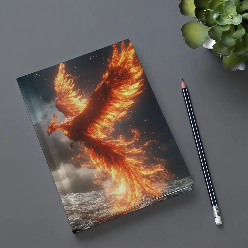 Phoenix Rising From Ocean Flames Dark Sky – Notebooks