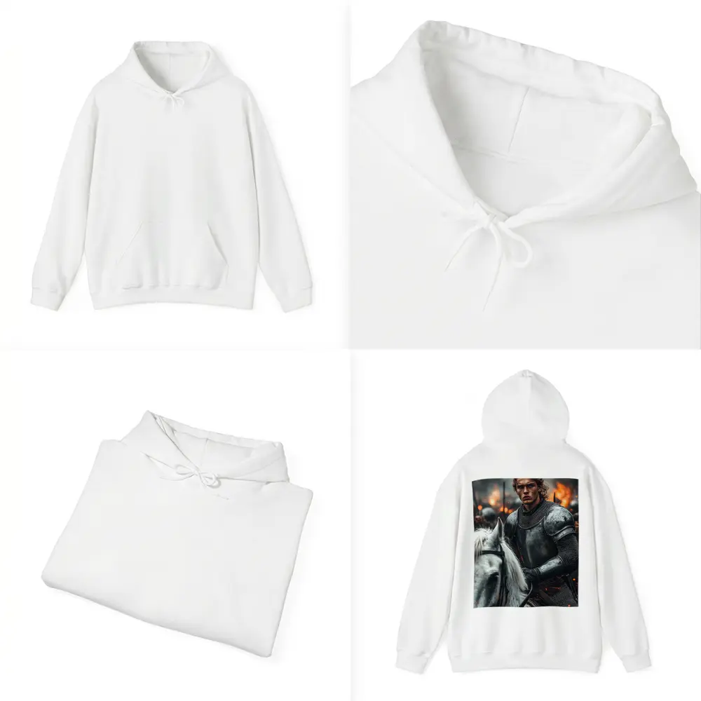 Knight in Armor Riding White Horse Battle – Hoodies