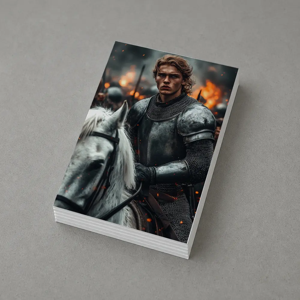 Knight in Armor Riding White Horse Battle – Postcards
