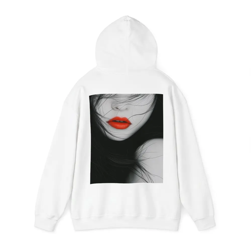 Woman Red Lips Black White Minimal Art – Hoodies