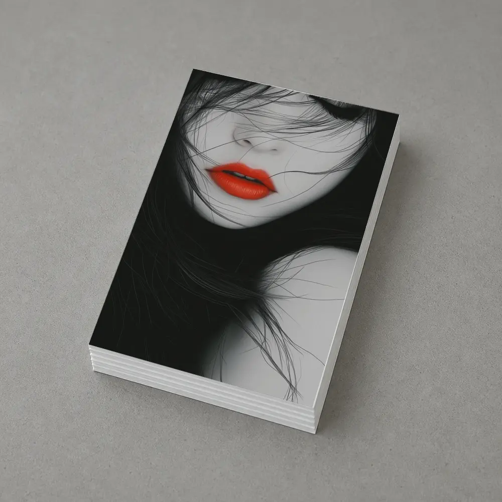 Woman Red Lips Black White Minimal Art – Postcards