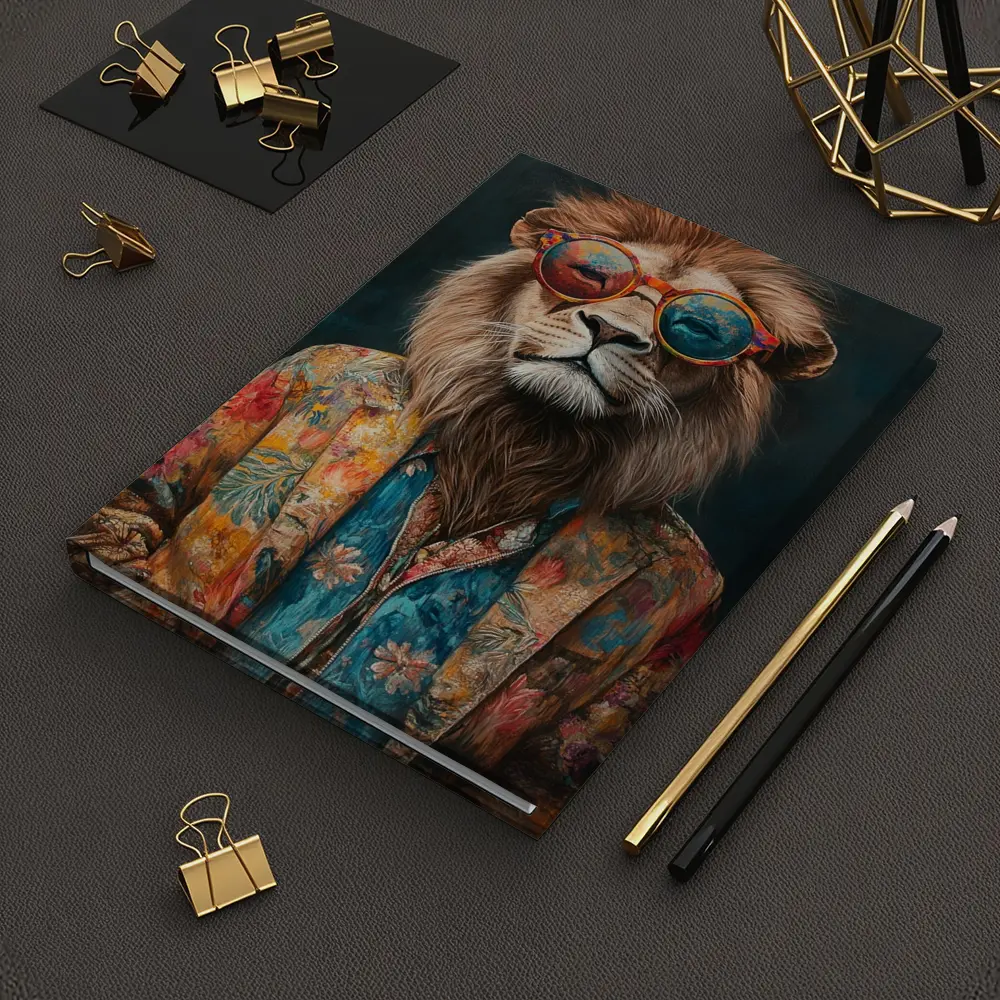 Cool Lion Wearing Sunglasses Floral Jacket – Notebooks