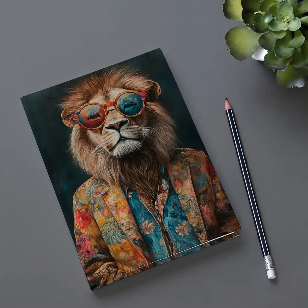 Cool Lion Wearing Sunglasses Floral Jacket – Notebooks