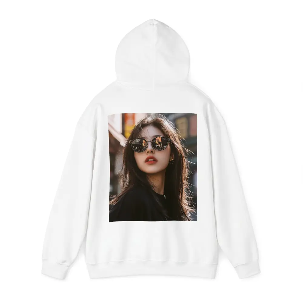 Young Asian Woman Sunglasses Urban Street Background – Hoodies