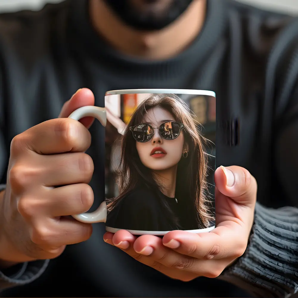 Young Asian Woman Sunglasses Urban Street Background – Mugs