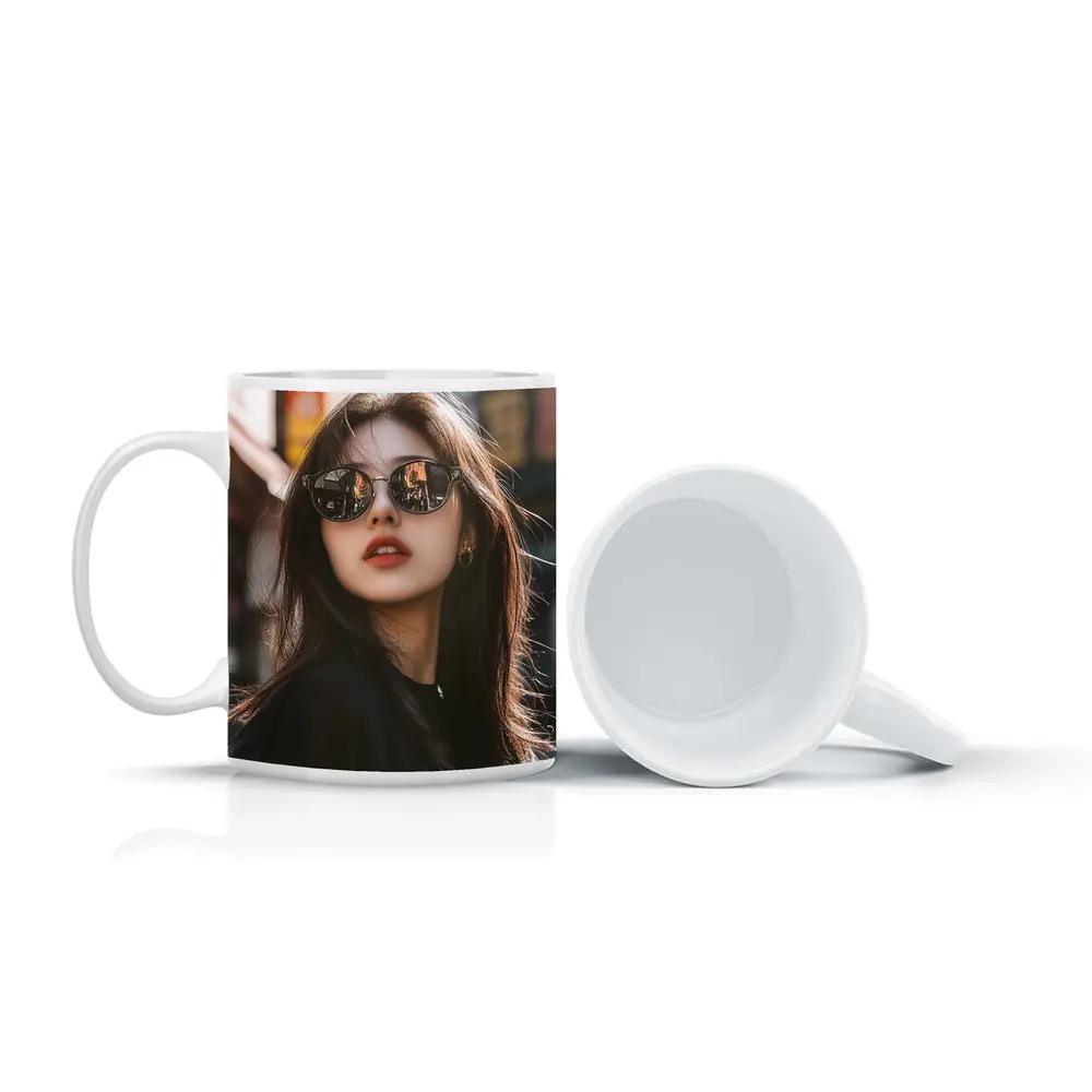Young Asian Woman Sunglasses Urban Street Background – Mugs