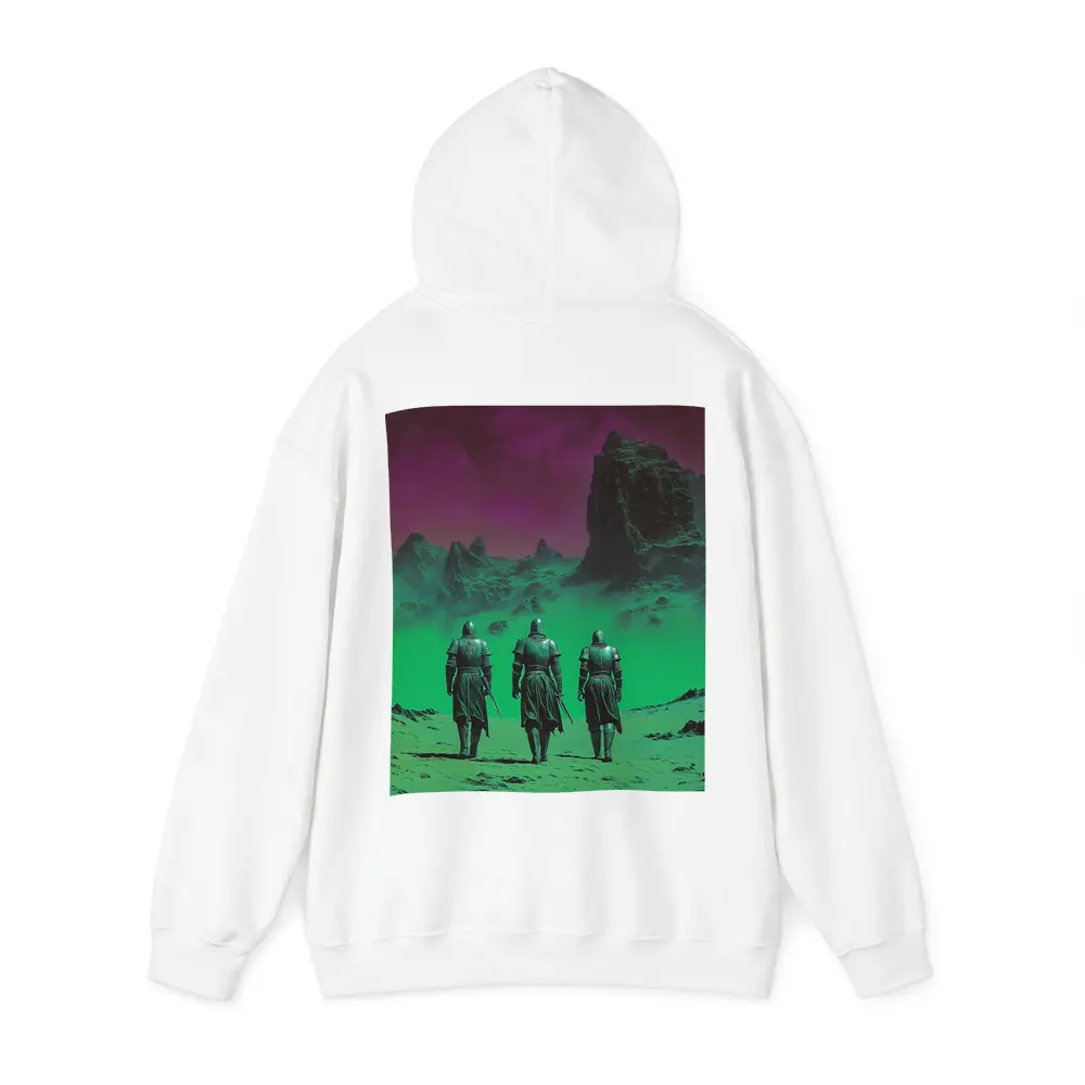 Three Knights Walking Alien Green Purple Landscape – Hoodies