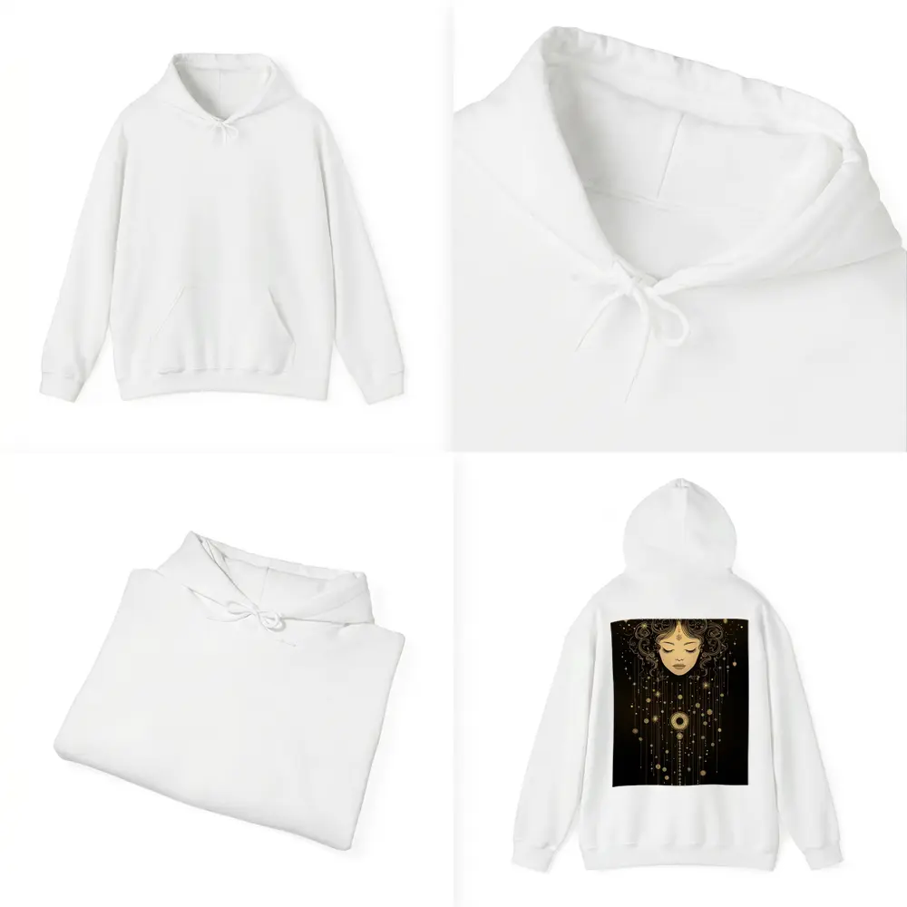 Celestial Woman Gold Stars Black Background – Hoodies