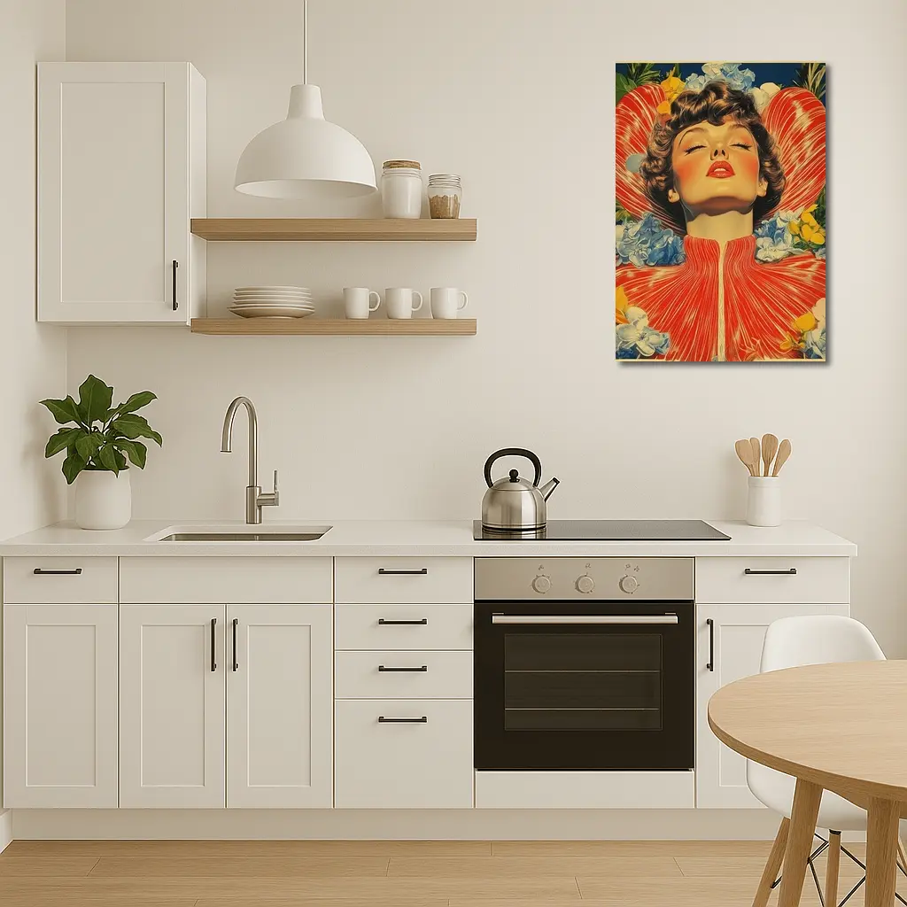 Retro Woman Portrait Floral Collage Art – Wall Art
