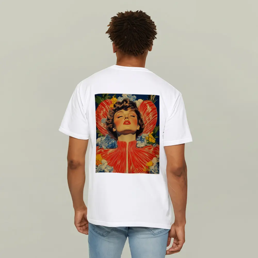 Retro Woman Portrait Floral Collage Art – T-Shirts