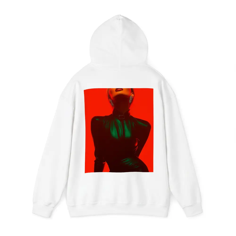 Blonde Woman Green Latex Red Background – Hoodies