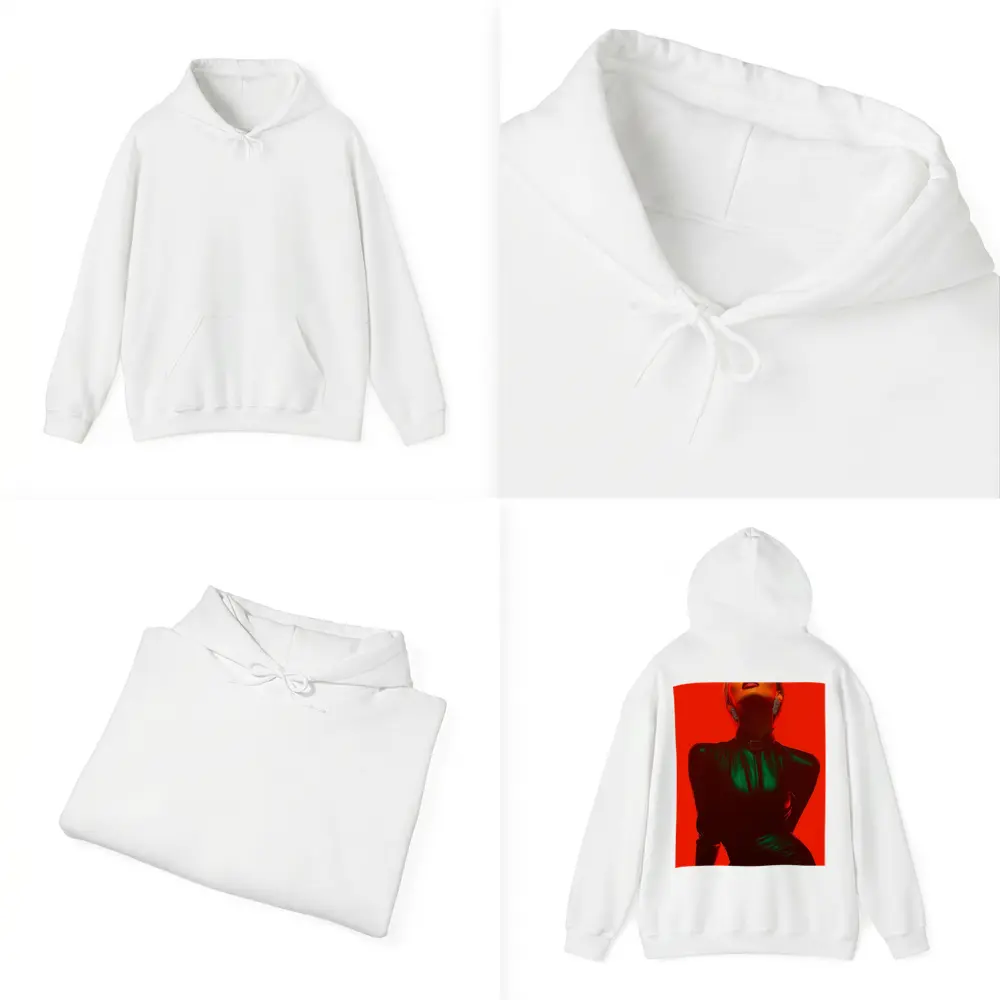 Blonde Woman Green Latex Red Background – Hoodies