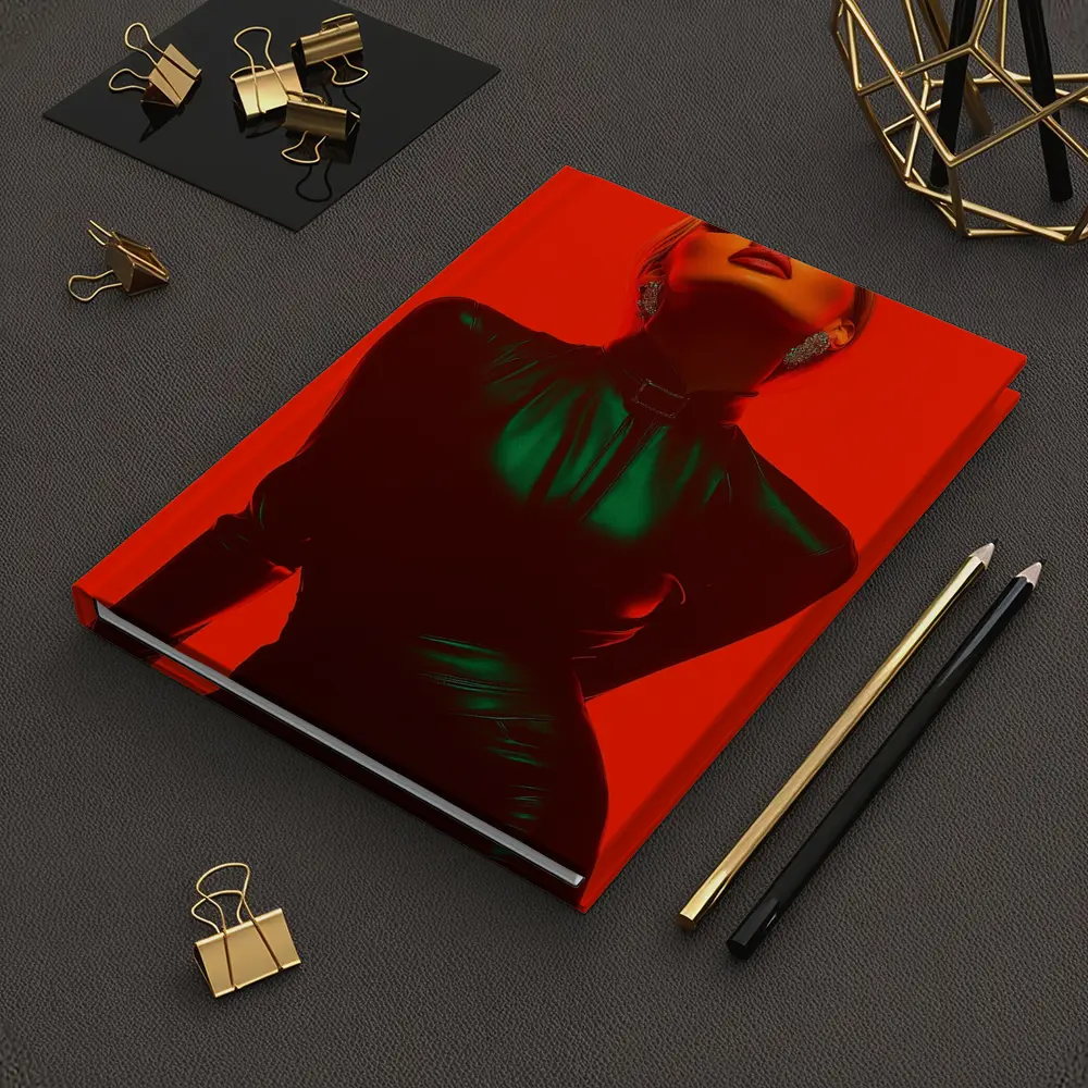 Blonde Woman Green Latex Red Background – Notebooks