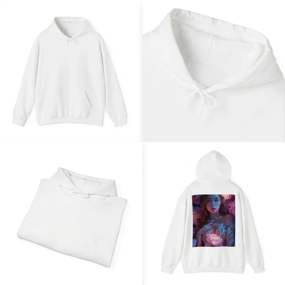Woman With Glowing Peonies Neon Floral – Hoodies