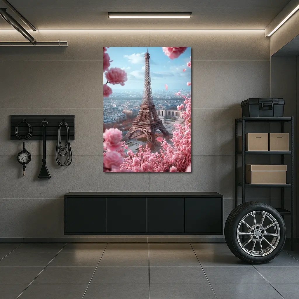 Eiffel Tower Paris Pink Cherry Blossoms Spring – Wall Art