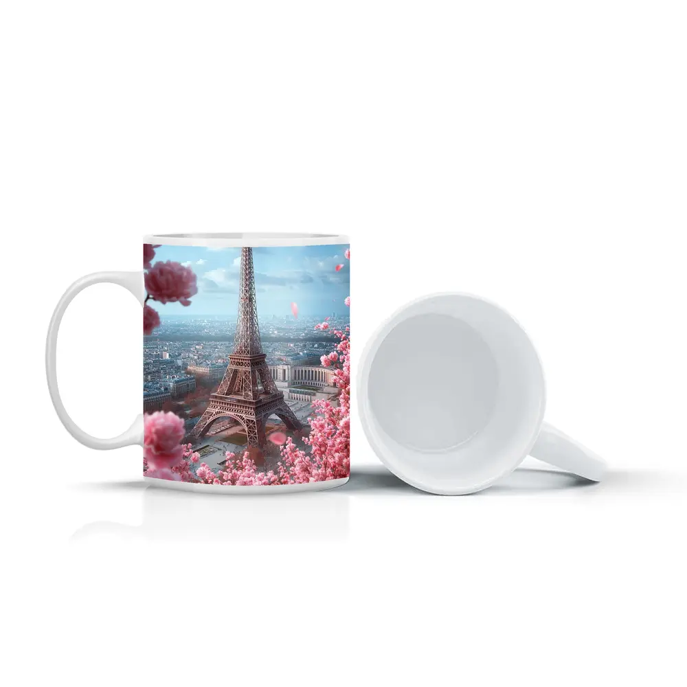 Eiffel Tower Paris Pink Cherry Blossoms Spring – Mugs