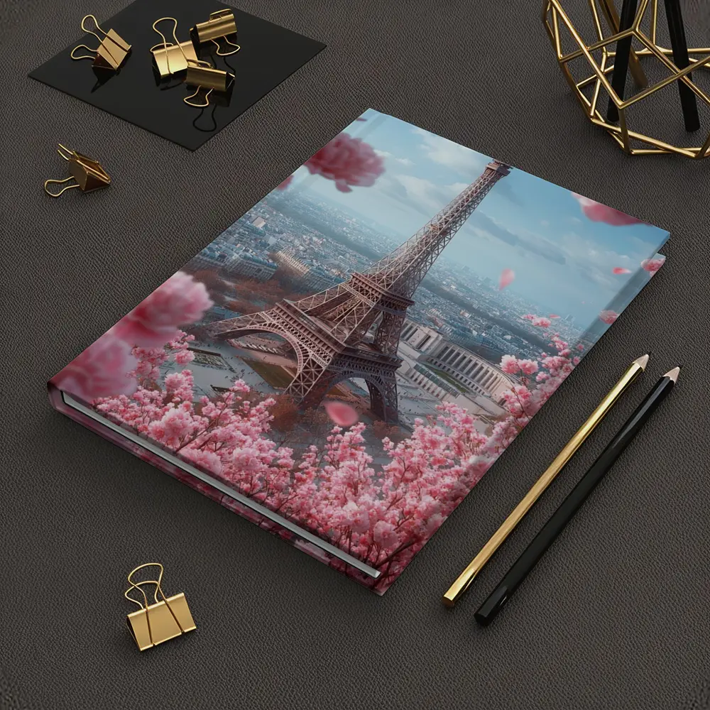 Eiffel Tower Paris Pink Cherry Blossoms Spring – Notebooks