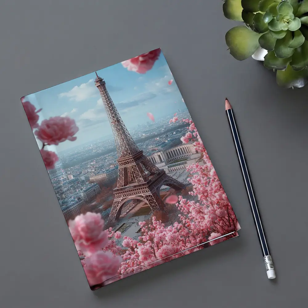 Eiffel Tower Paris Pink Cherry Blossoms Spring – Notebooks