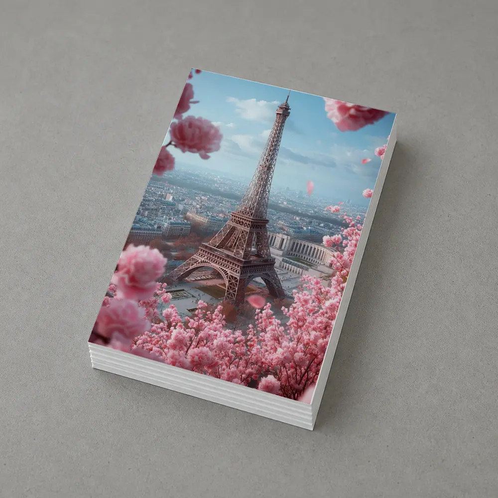 Eiffel Tower Paris Pink Cherry Blossoms Spring – Postcards