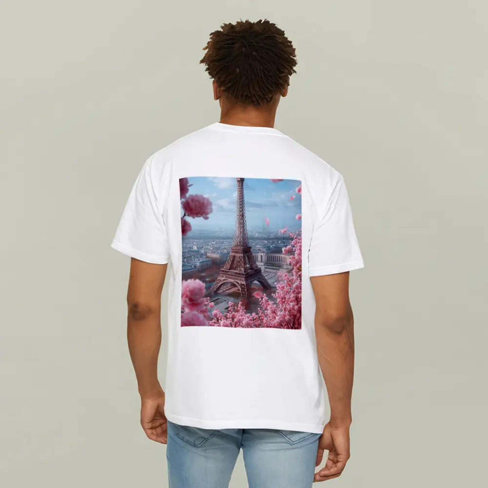 Eiffel Tower Paris Pink Cherry Blossoms Spring – T-Shirts