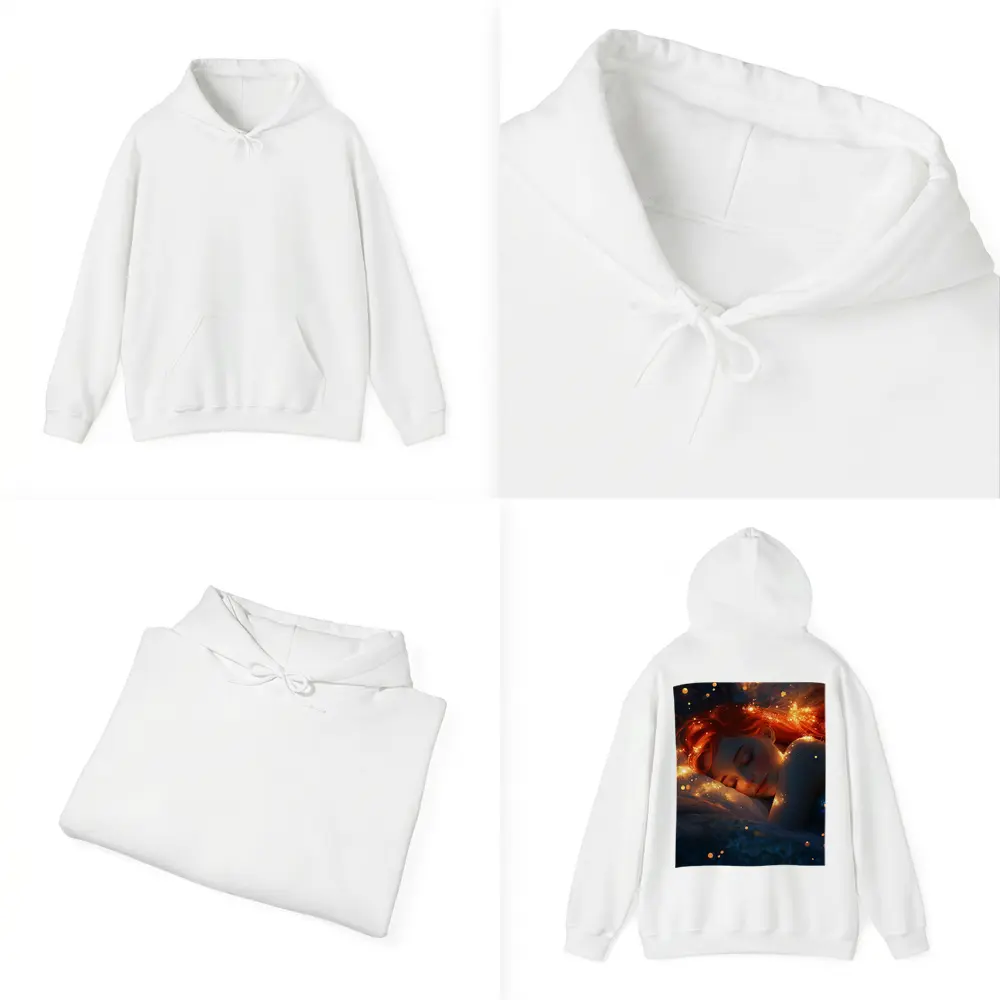 Sleeping Woman Red Hair Glowing Stars Fantasy – Hoodies