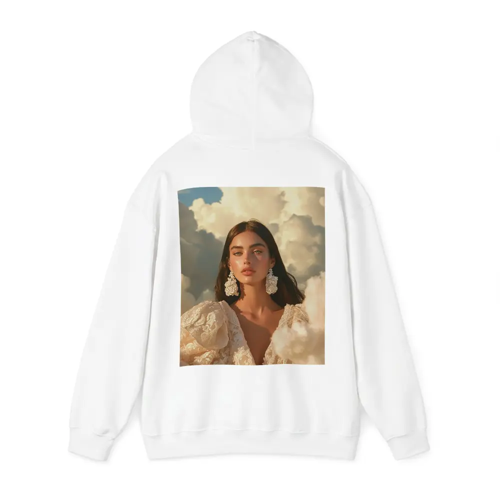 Woman In Lace Dress Among Clouds – Hoodies