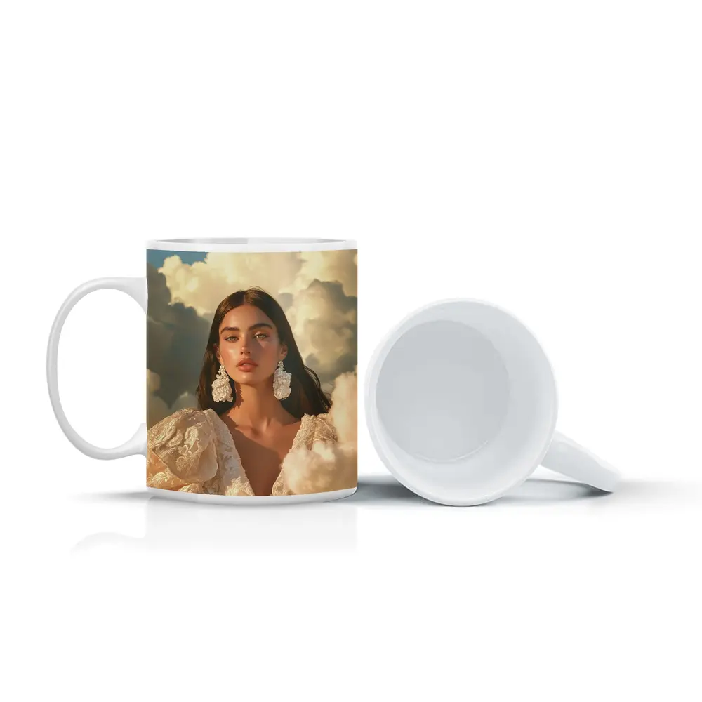 Woman In Lace Dress Among Clouds – Mugs