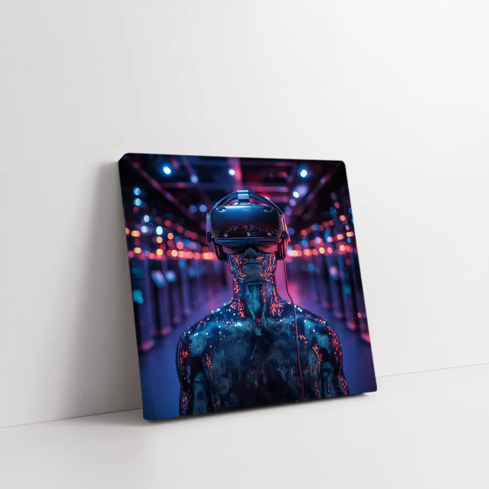 Digital Human VR Headset Neon Corridor – Wall Art