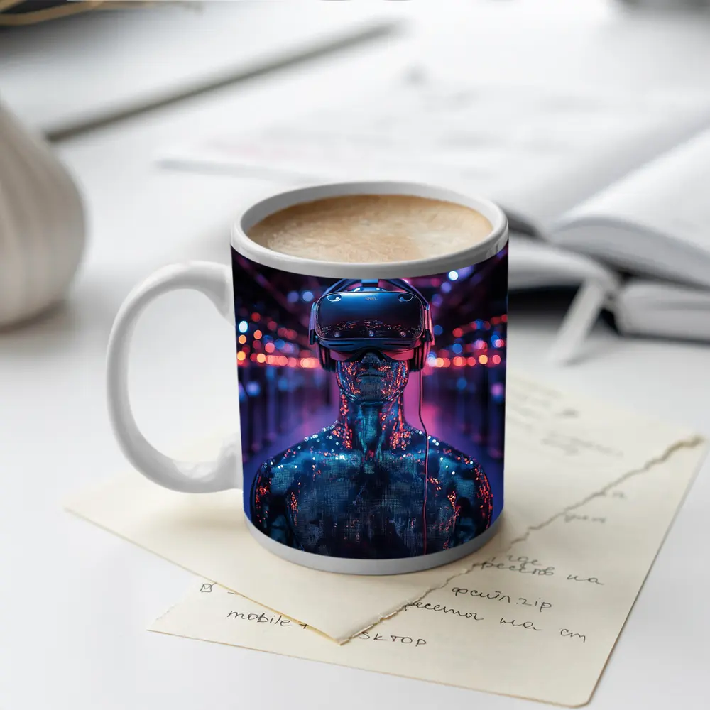 Digital Human VR Headset Neon Corridor – Mugs