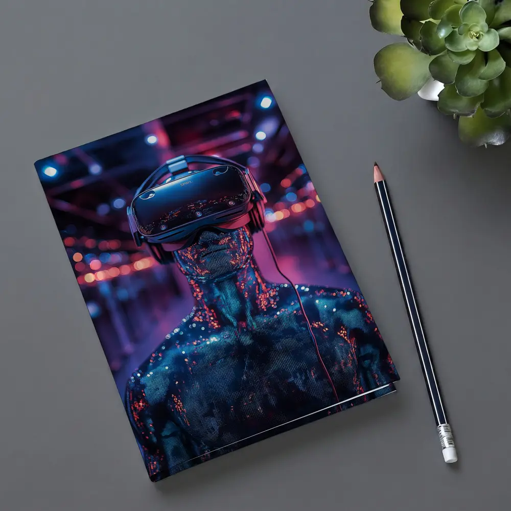 Digital Human VR Headset Neon Corridor – Notebooks
