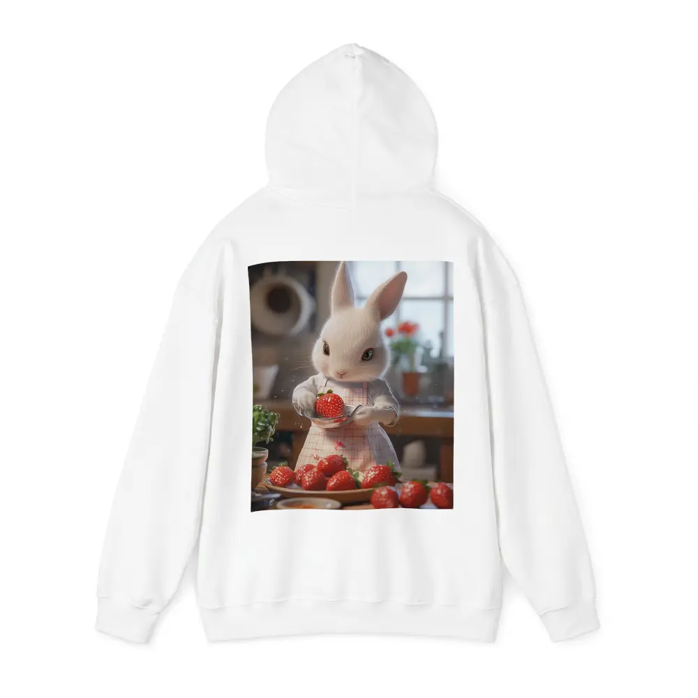 White Bunny Chef Cooking With Strawberries Kitchen – Hoodies