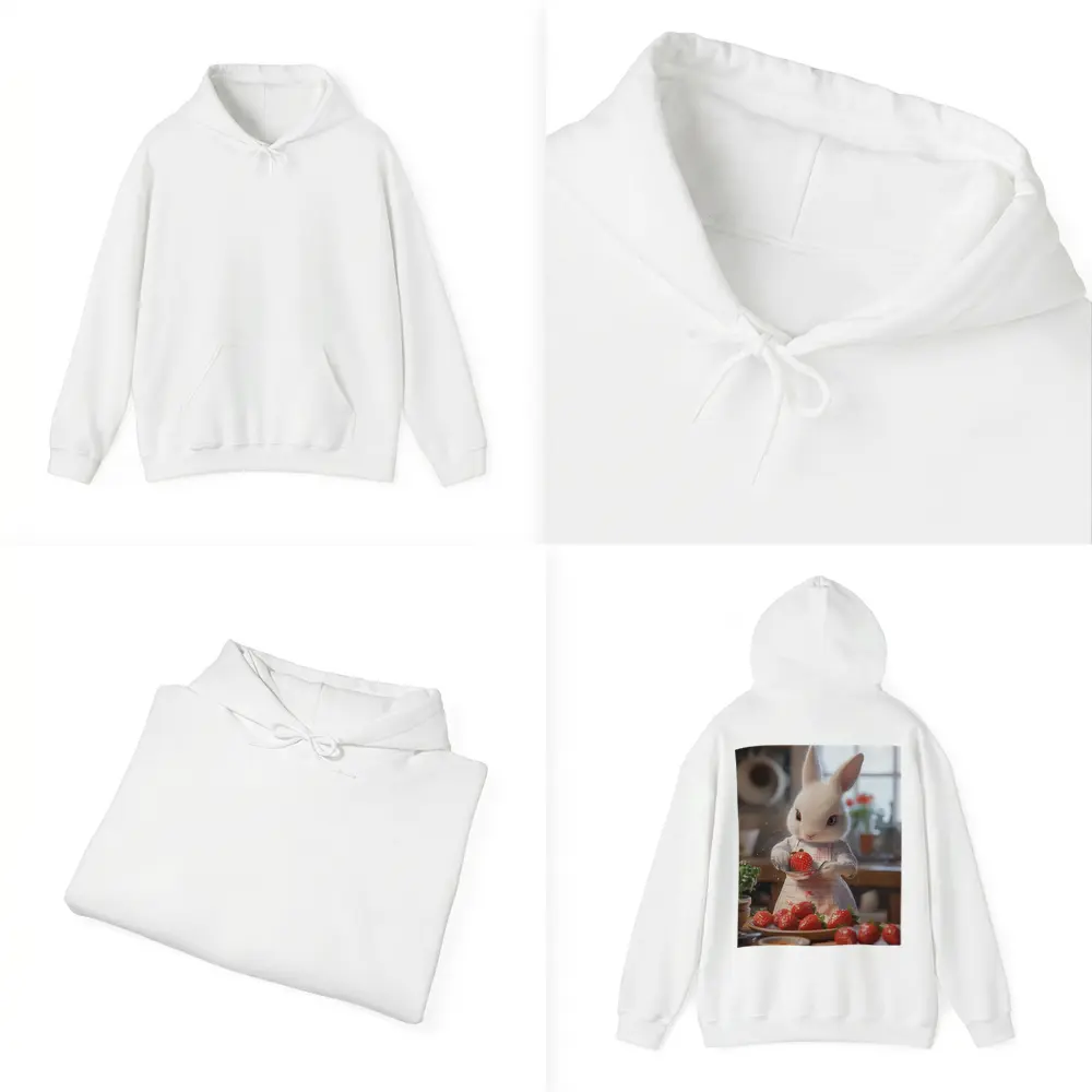 White Bunny Chef Cooking With Strawberries Kitchen – Hoodies