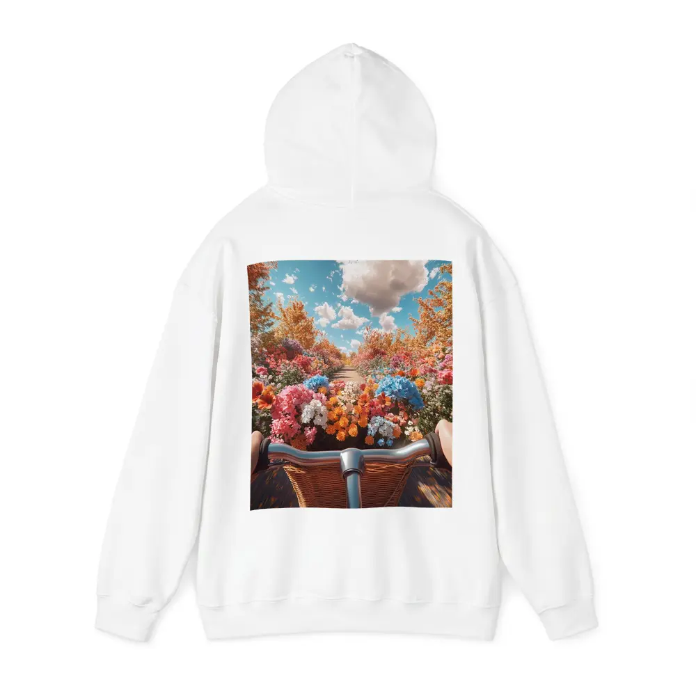 Bicycle Ride Through Colorful Flower Garden – Hoodies