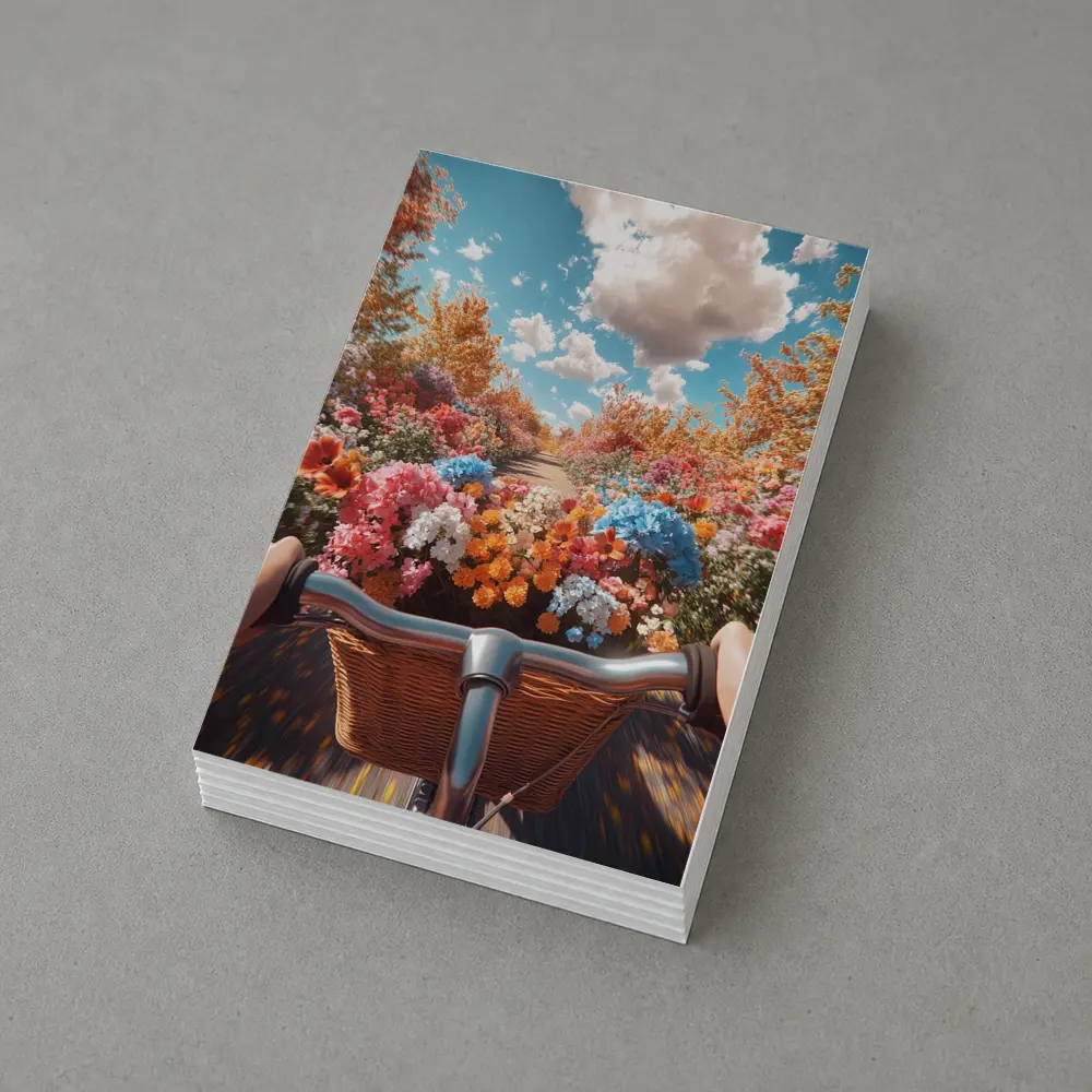 Bicycle Ride Through Colorful Flower Garden – Postcards