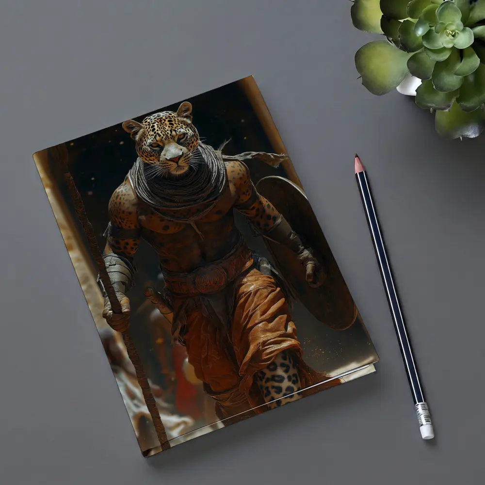 Leopard Warrior Walking Ancient Desert Arena – Notebooks