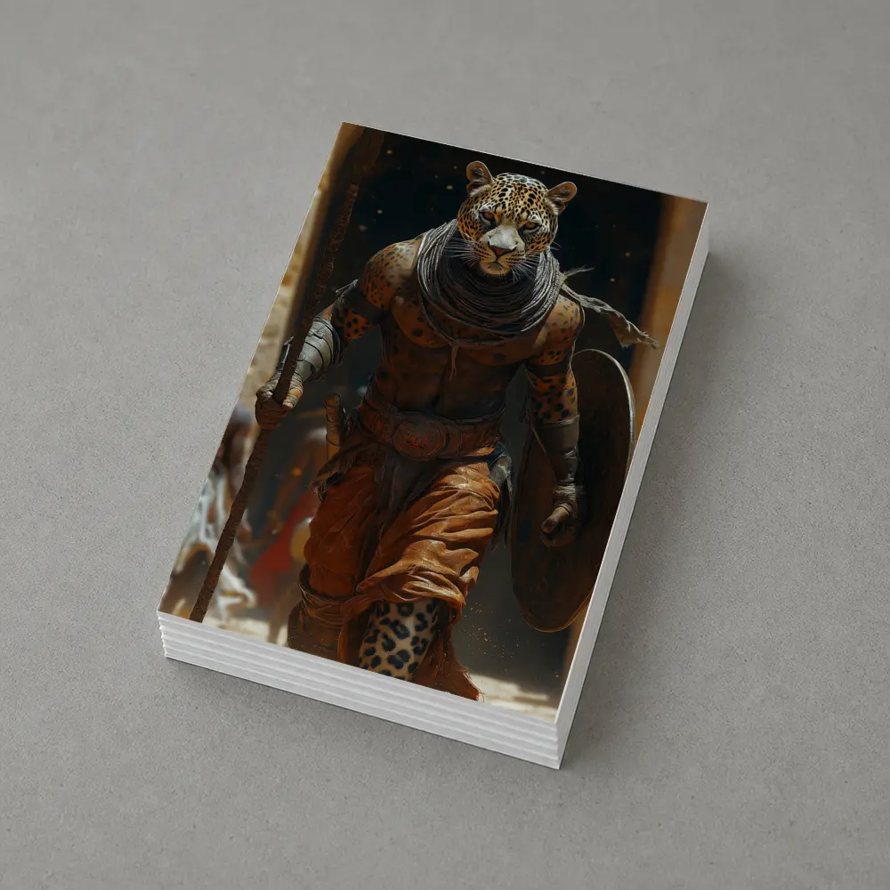 Leopard Warrior Walking Ancient Desert Arena – Postcards
