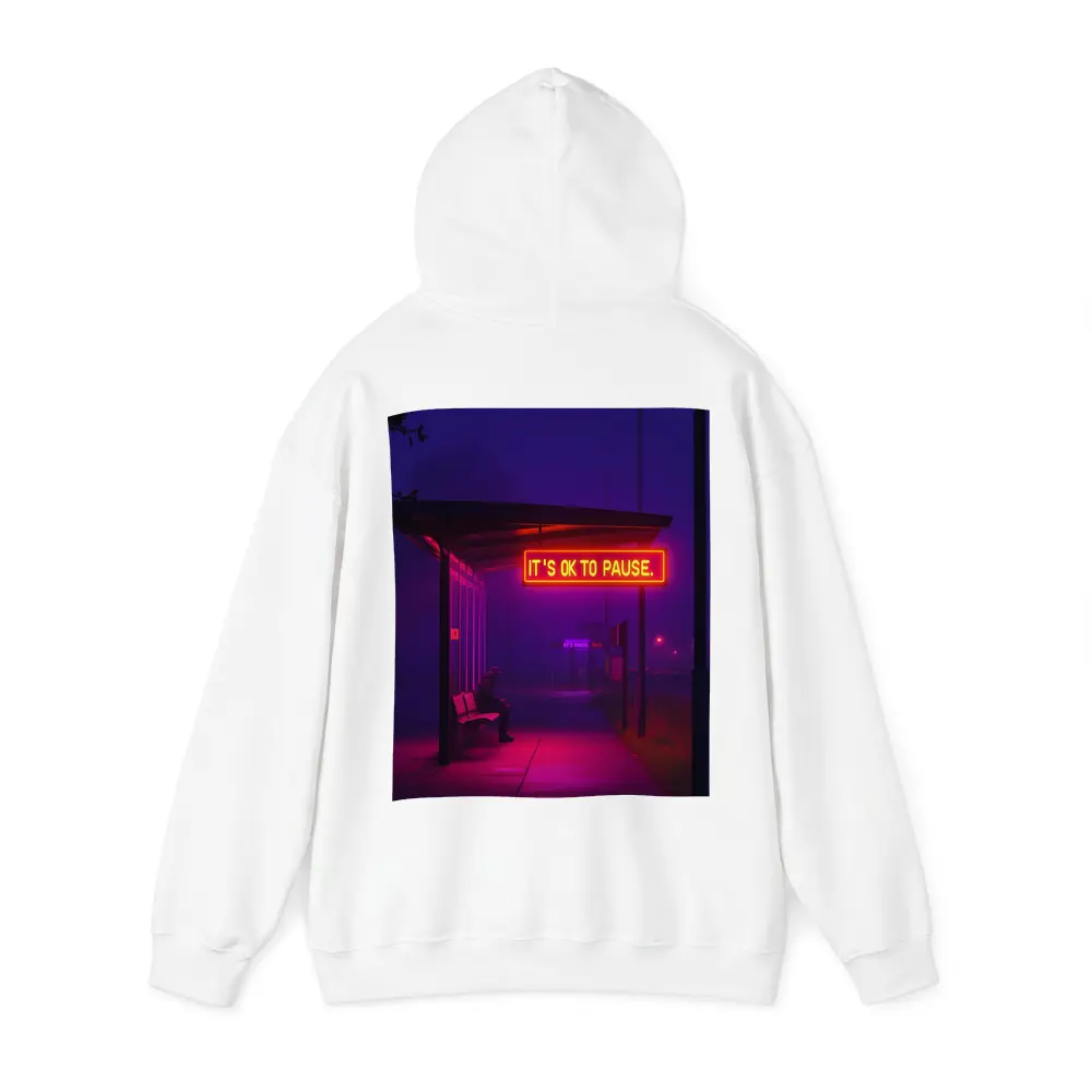 Its Ok To Pause Neon Bus Stop Night – Hoodies