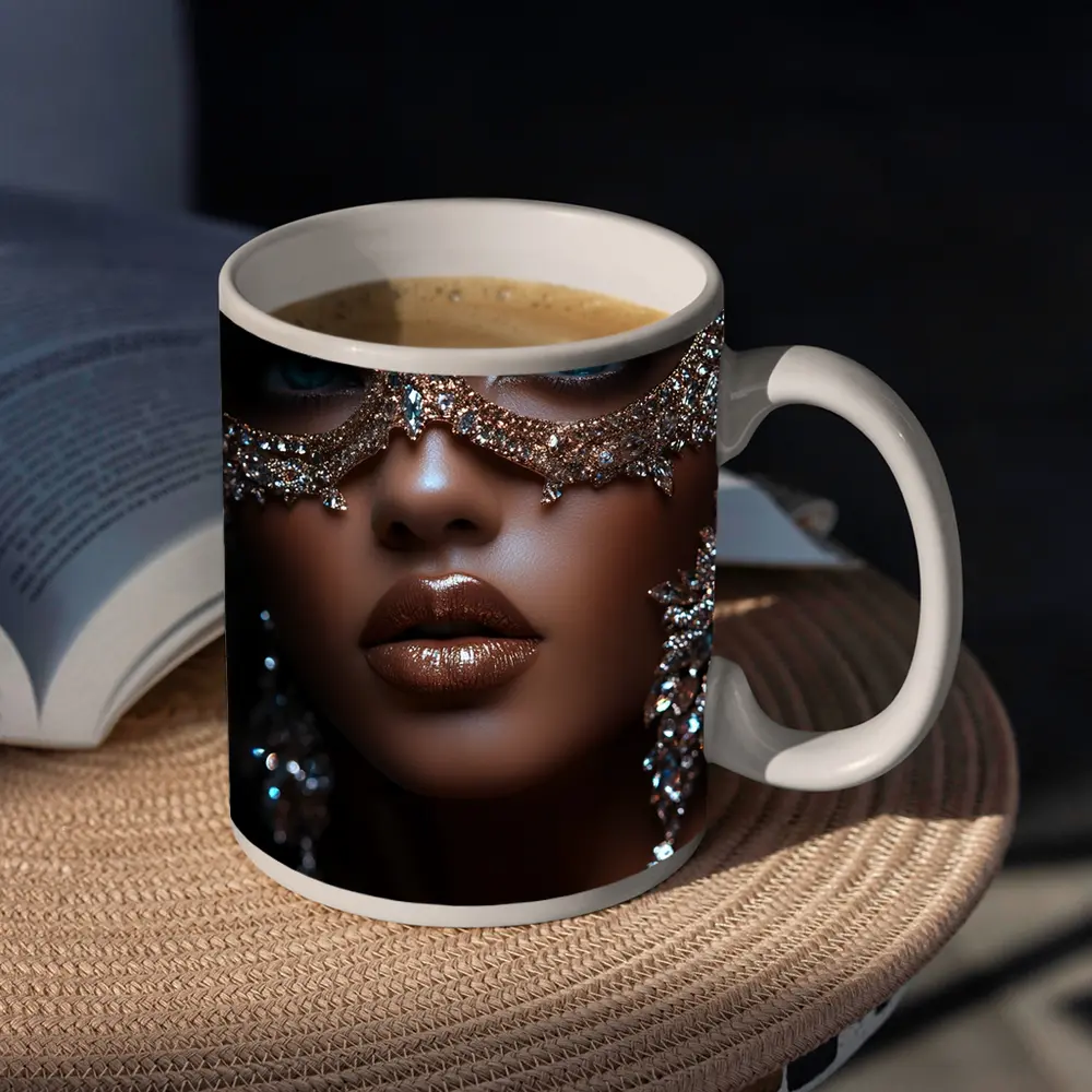 Woman Jeweled Masquerade Mask Blue Eyes – Mugs