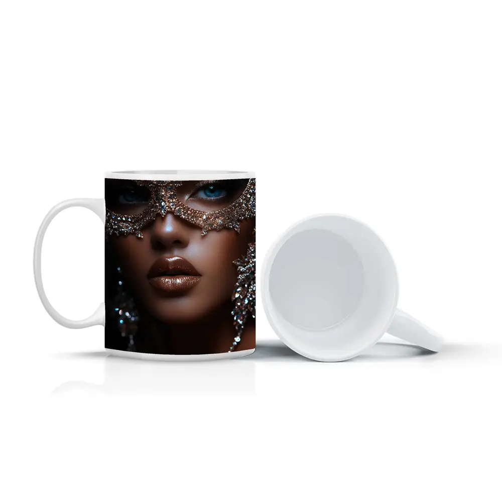 Woman Jeweled Masquerade Mask Blue Eyes – Mugs