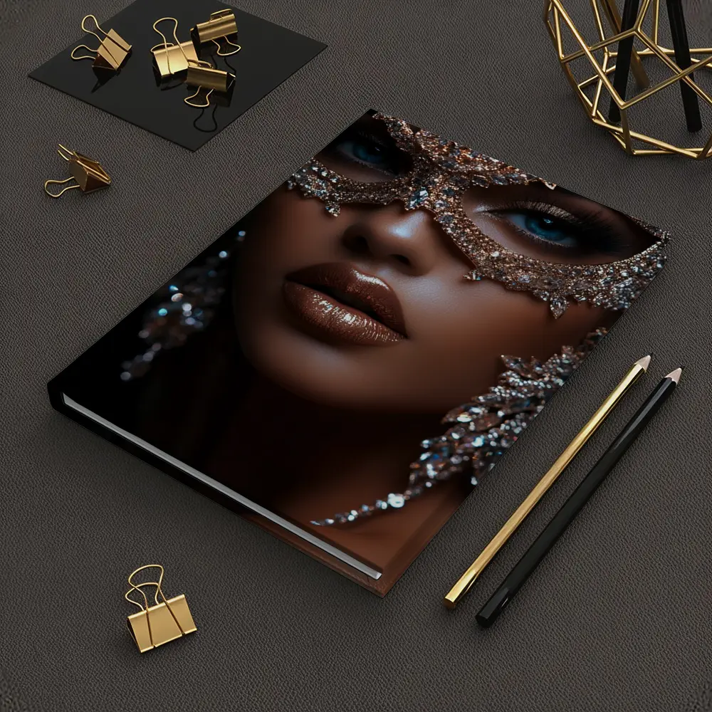 Woman Jeweled Masquerade Mask Blue Eyes – Notebooks