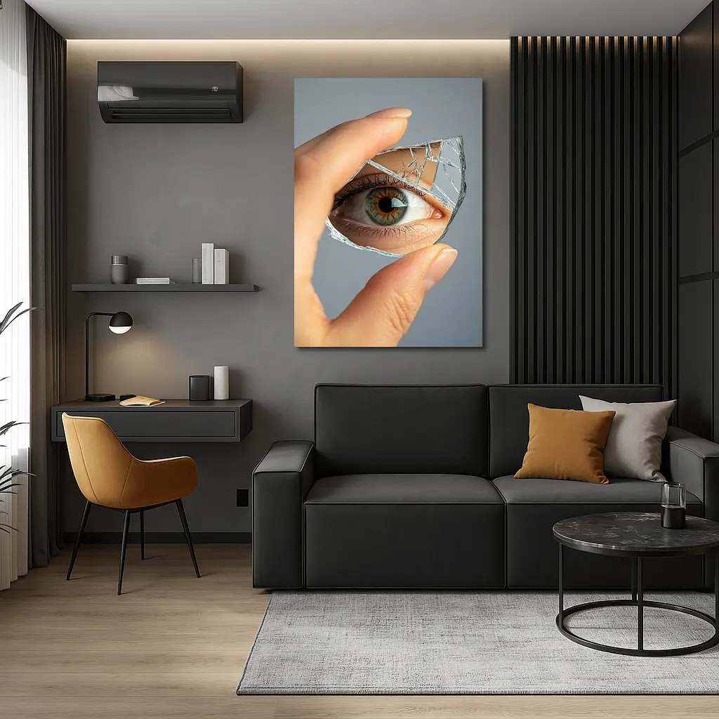 Eye Reflection In Broken Mirror Shard – Wall Art