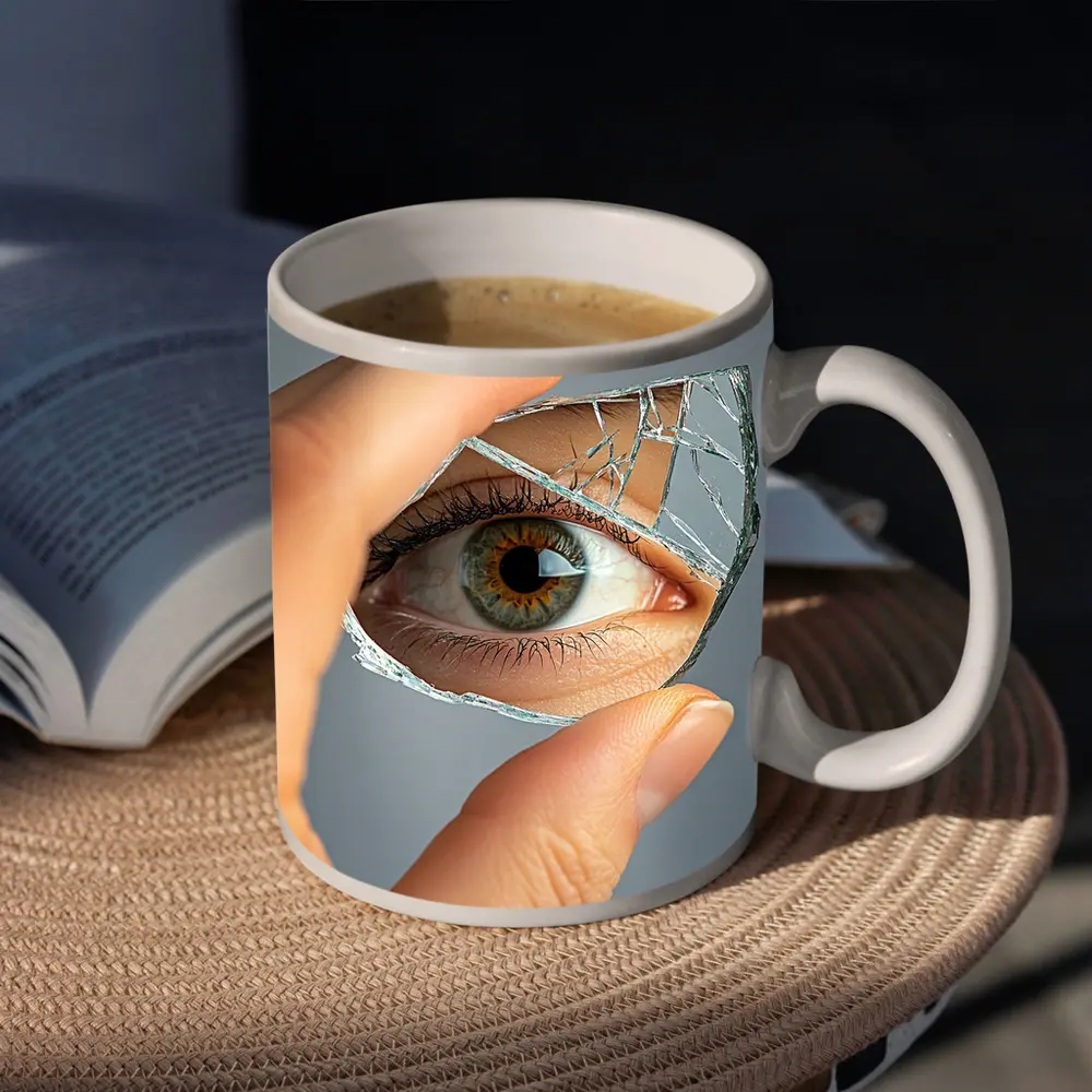 Eye Reflection In Broken Mirror Shard – Mugs